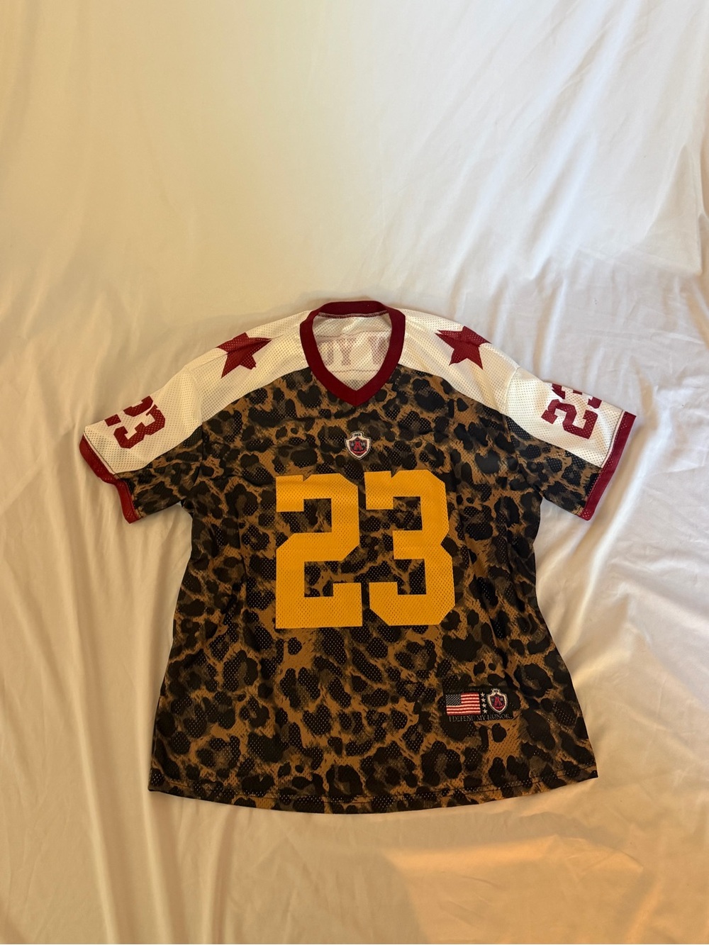 Women’s Leopard Print Number 23 Football Jersey - Yellow & Brown
